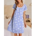 thumbnail image 3 of Ekouaer Moo Moos for Women Short Sleeve House Dresses with Pockets Pleated Mumu Dress Soft Nightgowns, 3 of 6