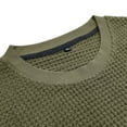 thumbnail image 5 of Men's Crew Neck Short Sleeve Pullover Waffle Knit Shirts Daily Comfortable Fitted Basic T-Shirt-Army Green-2XL, 5 of 5