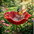 thumbnail image 6 of 2026 Handmade Metal Flower Garden Stake, Bee Watering Station for Outdoors, Red Flower Bird Bath & Bird Feeders with Metal Stake, Water Feeder Yard Lawn Outdoor Decor, 6 of 9