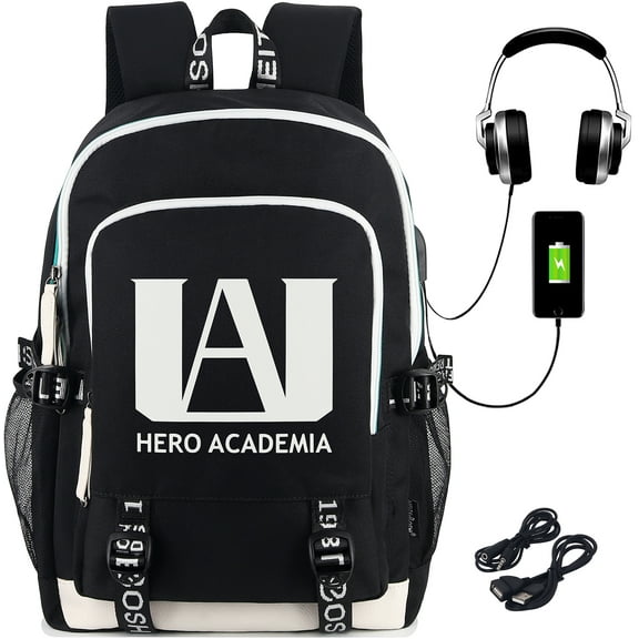 Roffatide Anime My Hero Academia Backpack with USB Charging & Headphone Port