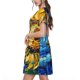 thumbnail image 2 of Disketp vintage Starry Sunflower para Vestido de Manga Corta para Mujeres, Vestidos de Verano para Mujeres, Casual y Holgado para la Playa, 2 of 6
