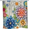 thumbnail image 5 of Boho Floral Shower Curtain Bright Colorful Blossom Mandala Flower Bathroom Curtains Beautiful Vintage Garden Nature Botanical Bathtub Decor Include Hooks 84 x 70 in, 5 of 6
