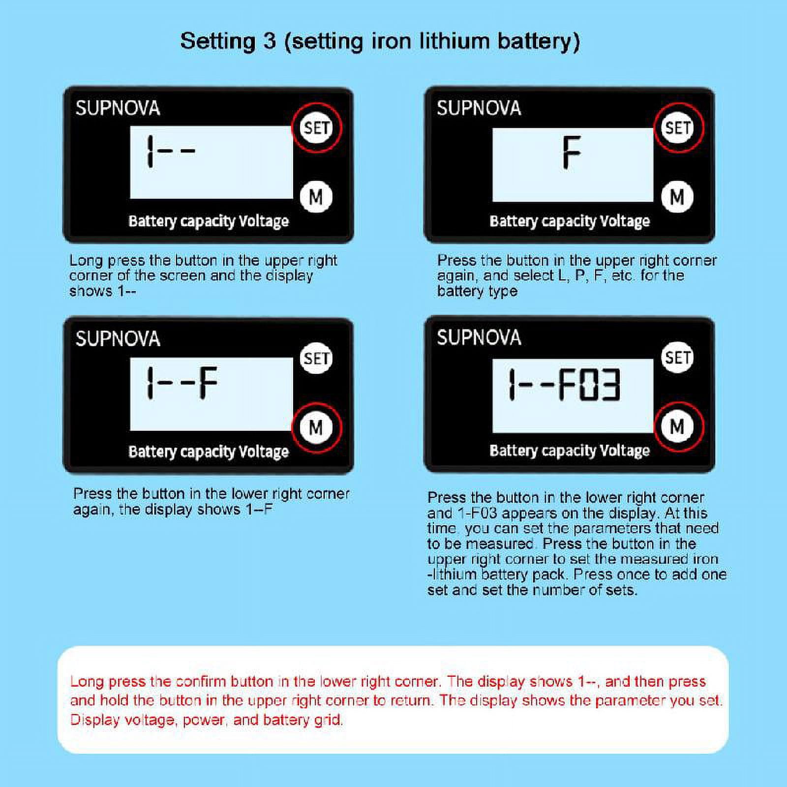 Necvior Battery Capacity for 12V 24V 48V 72V Acid Lithium LiFePO4 Car Motorcycle Voltmeter Panel