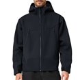 thumbnail image 2 of Gyexs Windbreaker Jackets for Men Lightweight Softshell Fall Winter Jacket Hooded Waterproof Outdoor Rain Coat Men's Clothes, Black, Size XXXL, 2 of 6