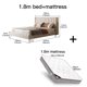 thumbnail image 1 of Luxury Bedroom Furniture With Two Beside Tables Stainless Steel Wooden Graceful Shapes Stable Skeleton Leather Double Bed Set My Lux Decor Round, 1 of 14