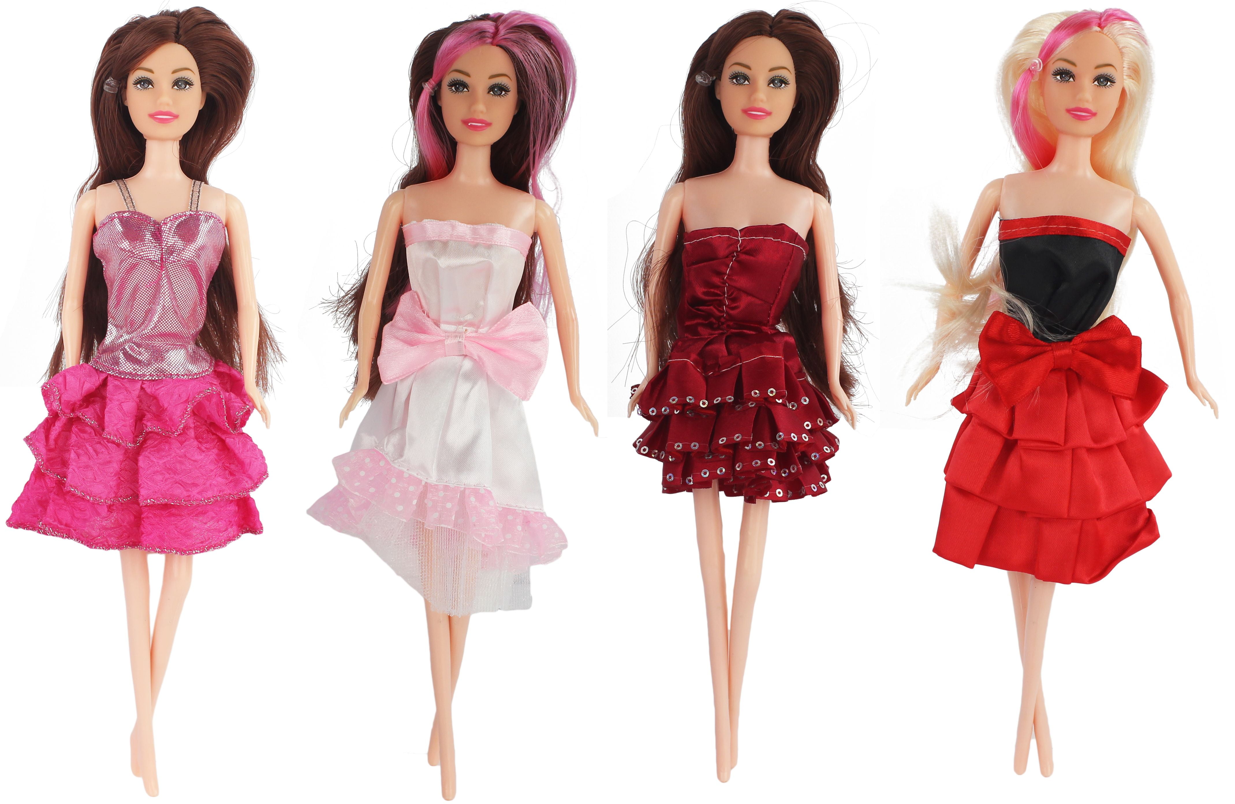 Four Piece Fashion Diva Doll Set Playset, Includes 4 x 11.5 Inch Dolls