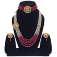 thumbnail image 4 of Artificial Imitation Rajputana Rajasthani Style Antique Traditional Ethnic Wear Gold Plated Meenakari Rani Haar Necklace set Choker Earring(MIRH160LFORED), 4 of 5