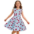 thumbnail image 2 of Girls Cherry Dresses Sleeveless Crewneck Cherry Print Fitted Summer Casual Girls Fun Dress Size 4-5Y, 2 of 4