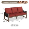 thumbnail image 3 of EAGLE PEAK Natural Real Wood Cedar 77.6" Wide Outdoor Sofa with Red Cushions for Garden, Yard, Porch, Balcony, 3 of 9