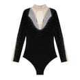 thumbnail image 6 of Venjoe Adult Mock Neck Long Sleeve Leotard Shiny Rhinestone Ballet Dance Bodysuit for Women Black XXL, 6 of 7
