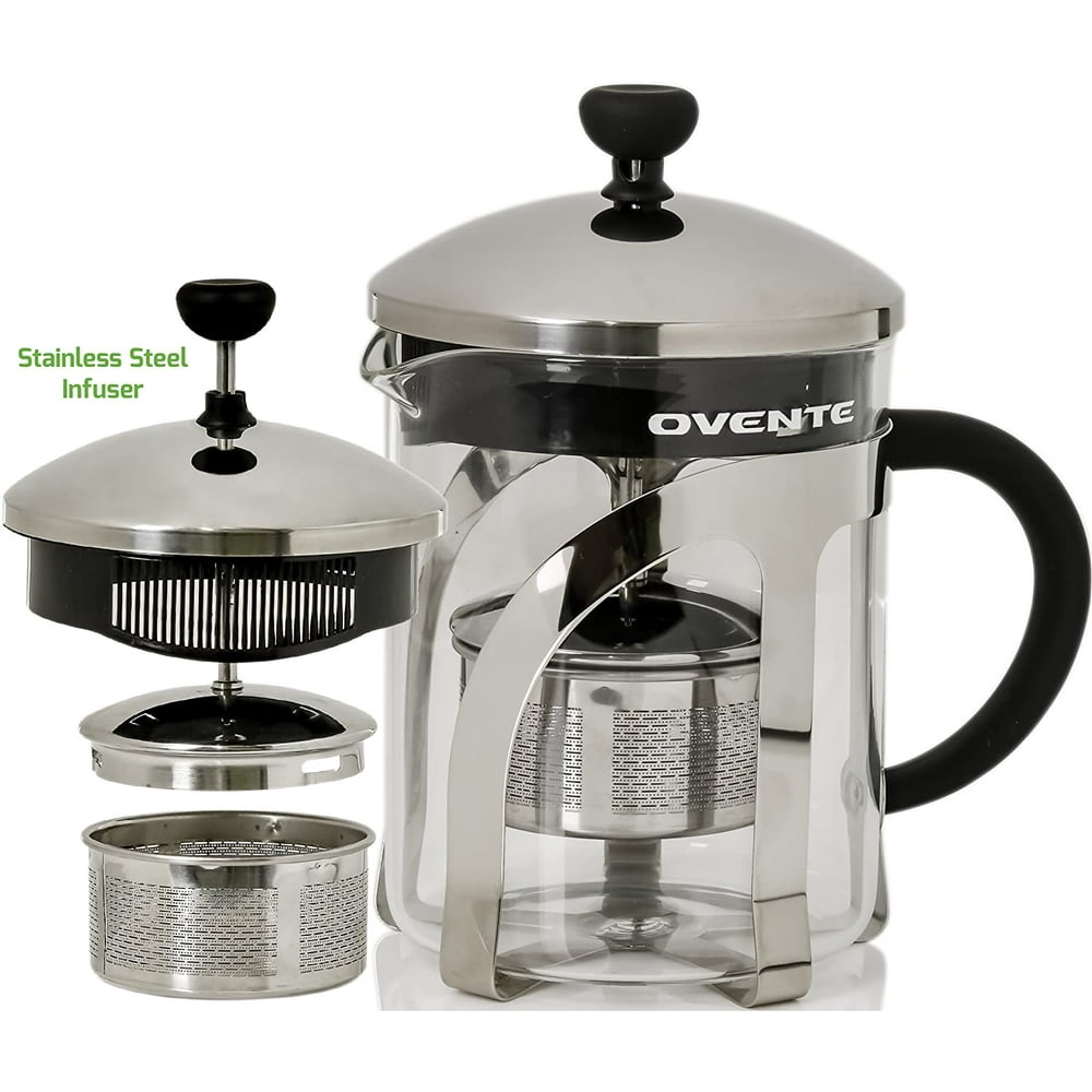 Ovente Glass Tea Maker with High Grade Removable Stainless Steel Infuser, 20 Ounce Teapot with
