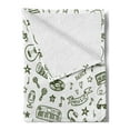 thumbnail image 2 of Hipster Soft Flannel Fleece Blanket, Hand Drawn Nostalgic Fun Dance Disco Theme Various Musical Instruments, Cozy Plush for Indoor and Outdoor Use, 50" x 70", Olive Green and White, by Ambesonne, 2 of 5