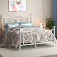 thumbnail image 2 of E-motie Metal Platform Bed Frame Queen Size with Butterfly Pattern Vintage Headboard & Footboard, Underbed Storage, White, 2 of 9