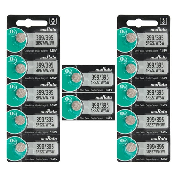 Genuine Murata 399/395 (SR927SW) 1.55V 0%Hg Watch Battery (12 Pack)