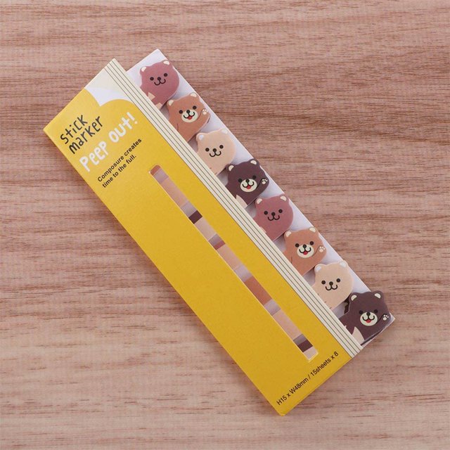 HUGFEGWE 120Pcs Memo Pad, Animals DIY Sticker Bookmarks Kawaii DIY Memo Pad Sticky Notes Page Flags, Self-Stick Memo Flags Tab Bookmark(Bear) CJB91-62308