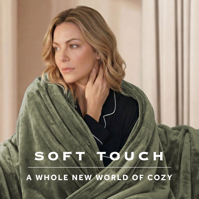 Heated Plush Throw Blanket, Sage, 50 x 70 in photo 7