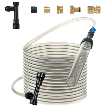 KFFKFF Fish Tank Gravel Vacuum, 30ft PVC Hose Aquarium Gravel Cleaner, Fish Tank Siphon Vacuum Cleaner, Trio of Brass Connectors, Suitable for Aquarium Gravel & Sand Cleaning