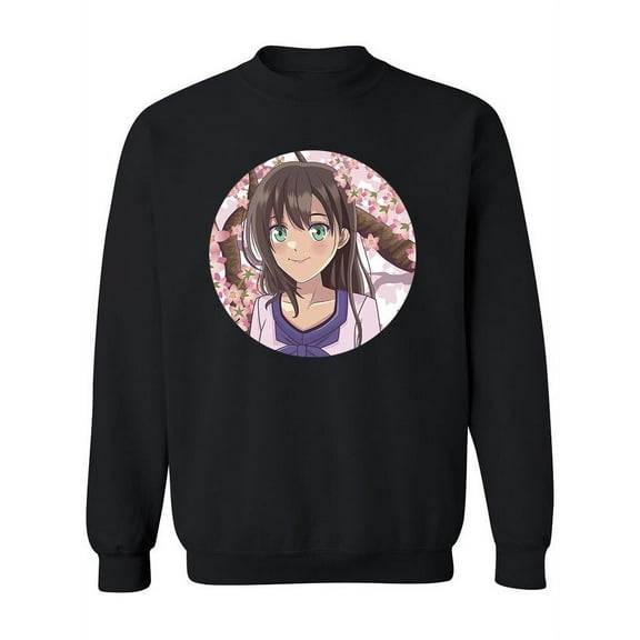 Cute Anime Girl Portrait Sweatshirt Women -Image by Shutterstock, Female Medium