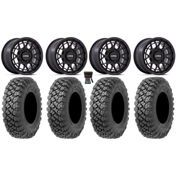 KMC Technic 15" Wheels Matte Black 32" Alpha Tires Can-Am Maverick X3 / Honda Pioneer 1000 / Talon