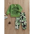 thumbnail image 3 of vera natura Little Boy Casual Outfits Set, Long Sleeve Letter Print Tops + Elastic Waist Camouflage Cargo Pants Set, 3 of 9