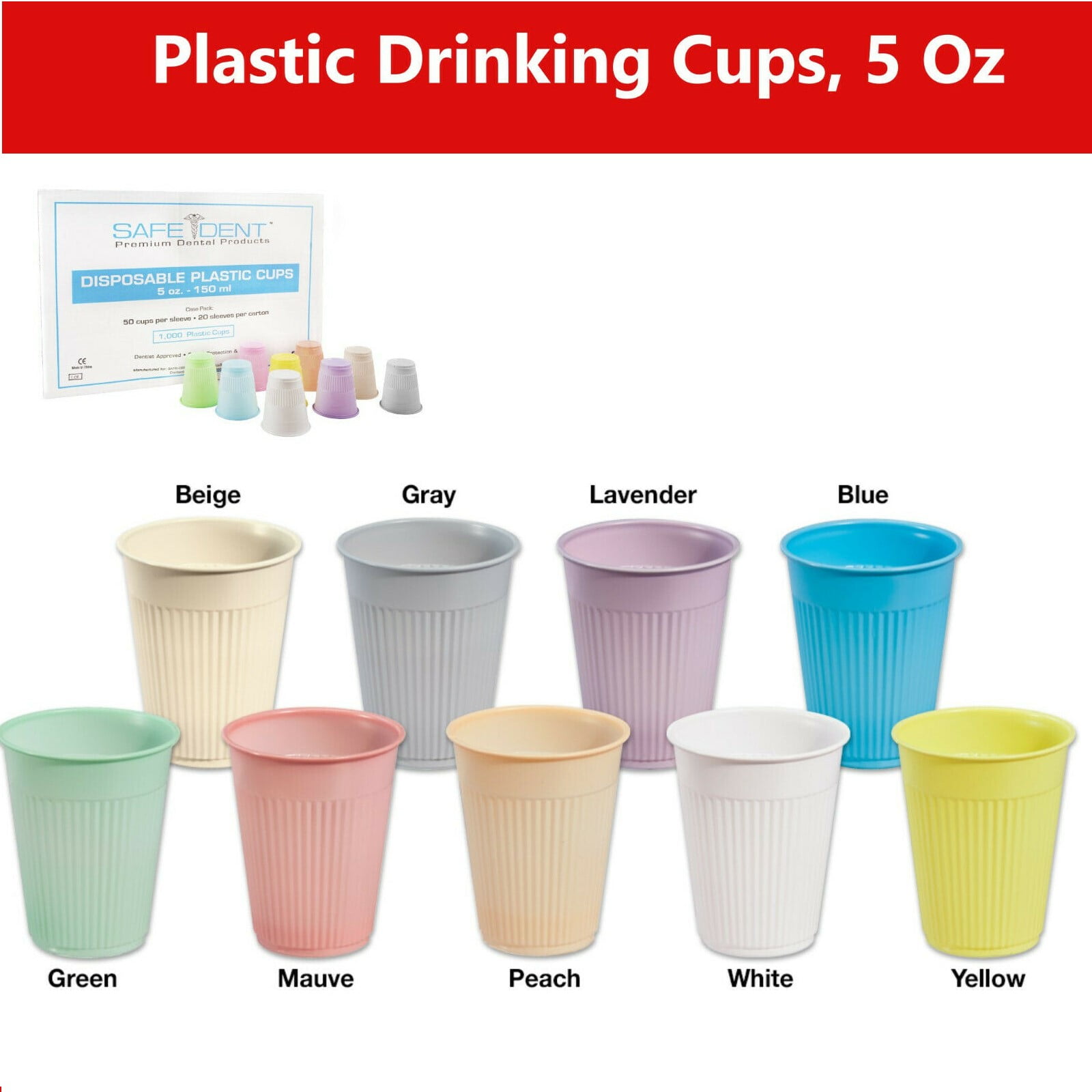 Dental Disposable Plastic Cups, 5 oz. cups, 1000/Case, Color - BEIGE