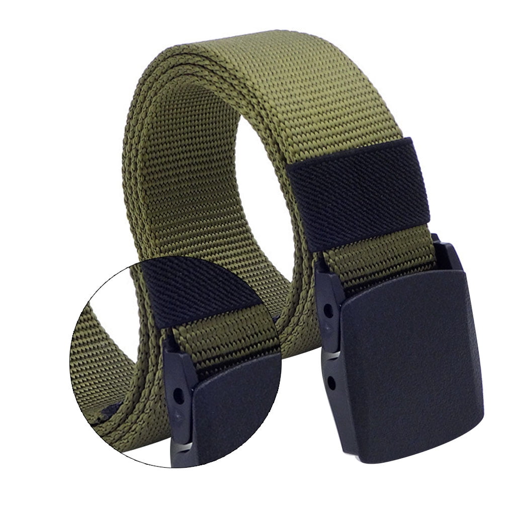 Fashion Mens Sports Casual Belts Plastic Automatic Buckle Canvas Belts Waistband 