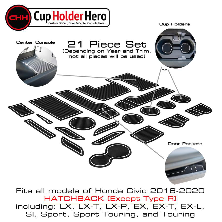 Custom Fit Cup Holder and Door Compartment Liner Accessories for Honda Civic