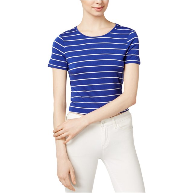 Kensie - Camiseta básica con detalle de corbata para mujer, azul, talla mediana
