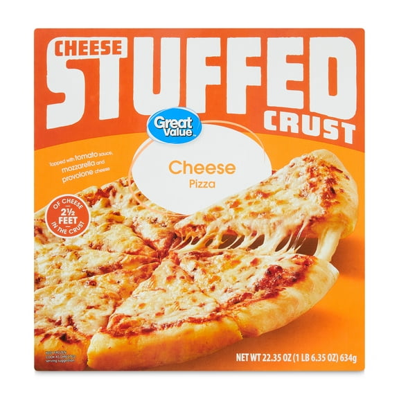 Great Value Stuffed Crust Cheese Pizza, Tomato Basil Garlic Sauce, 22.35 oz (Frozen)