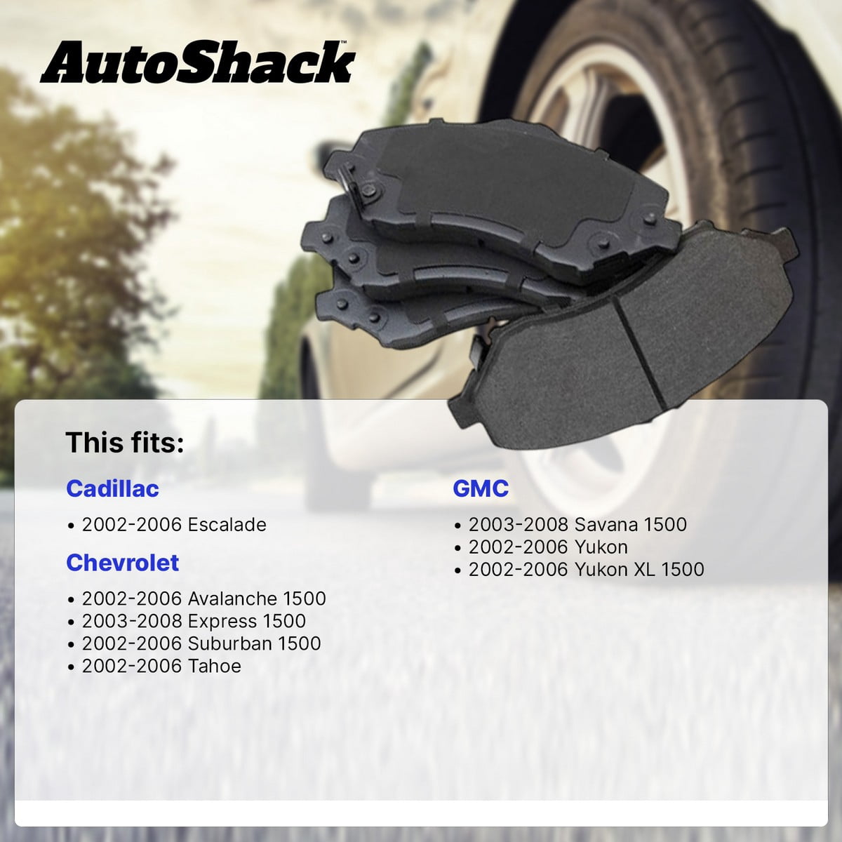 AutoShack Front & Rear Ceramic Brake Pad Set for Chevrolet, Tahoe 2002-2006 Suburban 1500 2002-2006 Express 1500 2003-2008, AWD RWD V6 4.3L V8 4.8L 5.3L