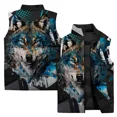 thumbnail image 2 of Chaleco con estampado de lobo elegante para hombre, chaleco sin mangas moderno y versátil para hombre, chaleco cómodo y cálido a prueba de viento frío, chaquetas de invierno para hombre, 2 of 4