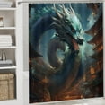 thumbnail image 5 of Abstract Dragon Shower Curtain Sets for Bathroom, 4 Pieces Retro Background Fantasy Animals Bathroom Decor Set Waterproof Shower Curtains with 12 Hooks Toilet Lid Rug and Bath Mat, 5 of 8