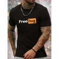 thumbnail image 1 of Hug Print Men's Round Crew Neck Short Sleeve Tee - Casual Comfy Lightweight Top for Summer, 1 of 6