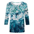 thumbnail image 5 of T-shirt Imprimé à la Mode pour Femmes Summer T-shirt Imprimé à Manches 3/4 Blouse Col Rond Tops Décontractés Mignons Tops Summer for Femmes sur Clearance, 5 of 5