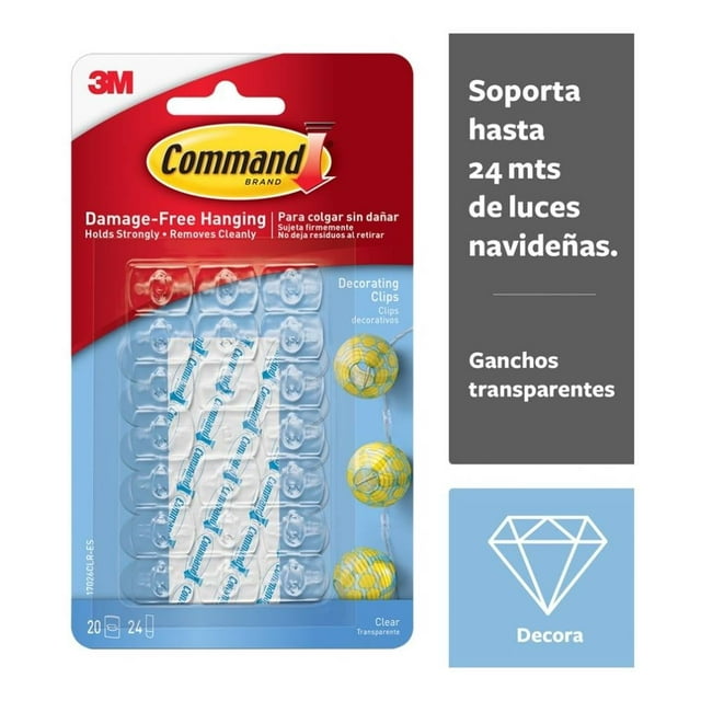 Clips Decorativos Command Mini 20 pzas 24 Tiras Pequeñas