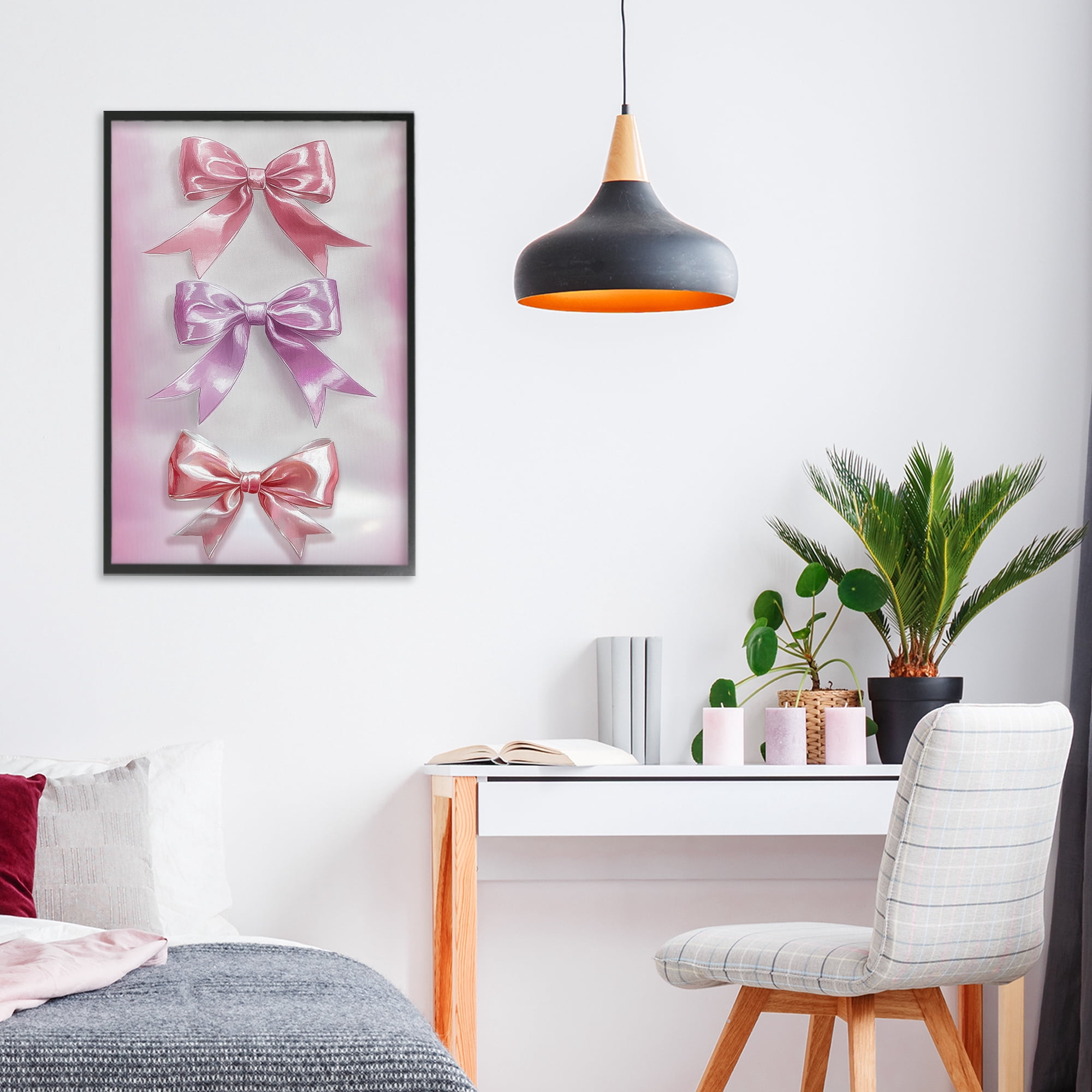 Stupell Industries Blush And Satin Elegance Black Framed Giclee Art, design by Annabelle Hall