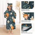 thumbnail image 3 of FORMRS Wearable Blanket Hoodie with Sleeves for Kids Cozy Flannel Sweatshirt, Green Floral Oranges, 3 of 7