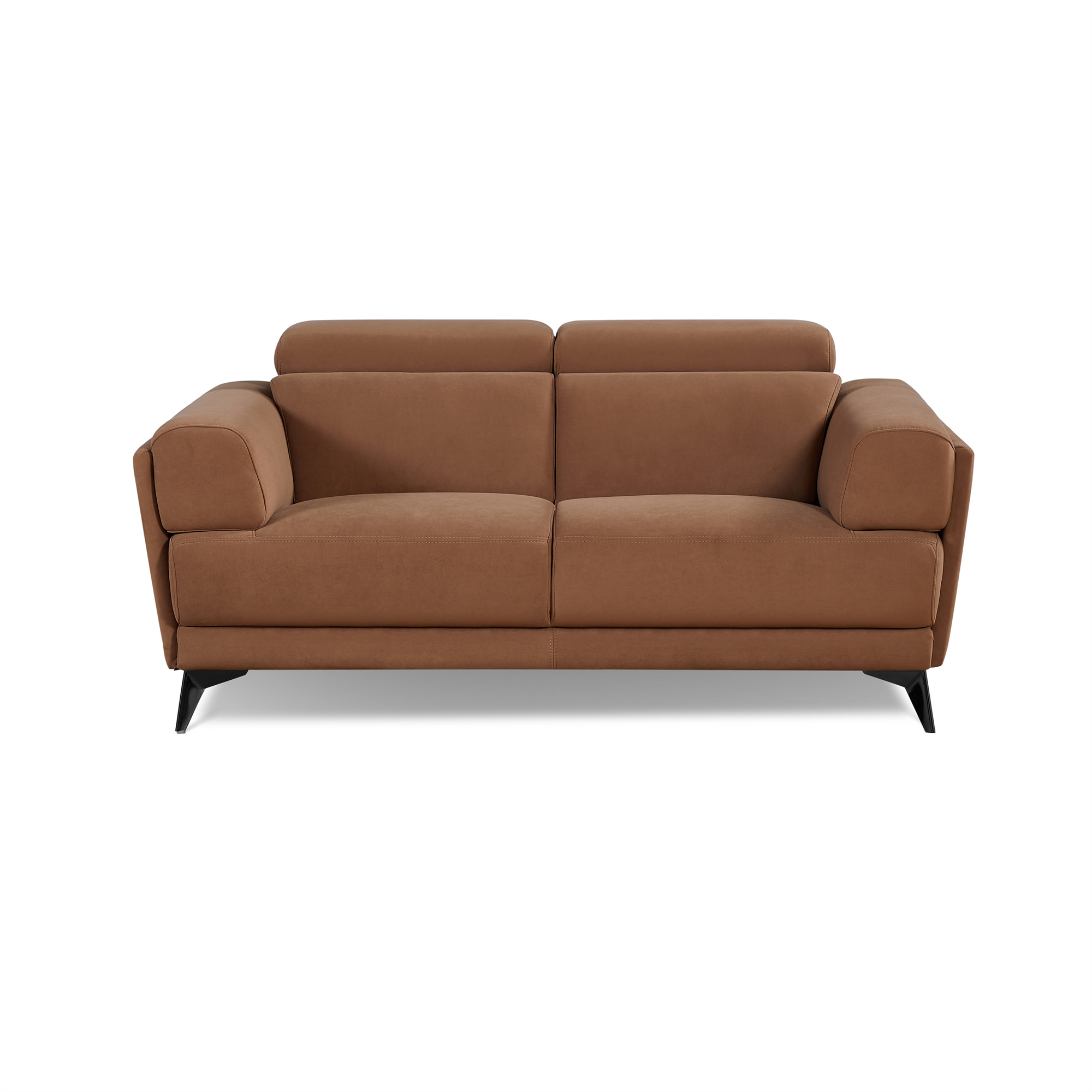 Contemporary Living Room Loveseat with Adjustable Headrest, Brown