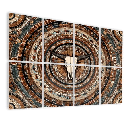 8 Pack Art Acoustic Panels Sound Absorbing Boho Western Cowboy Southwestern Country Mandala Patterns Decorative Soundproof Wall Panels Self Adhesive for Nursery Game Room Bedroom 48 x32