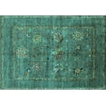 thumbnail image 1 of Ahgly Company Machine Washable Indoor Rectangle Oriental Turquoise Blue Industrial Area Rugs, 7' x 9', 1 of 4