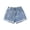 Light Blue, variant on Girls' Ripped Jean Shorts Summer Elastic Waisted Straight Leg Denim Shorts (Dark Blue, 7-8 Years)