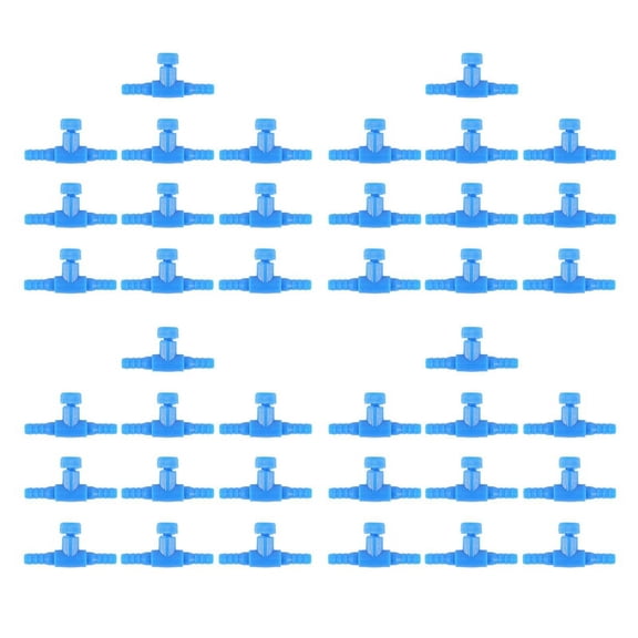 40 Pieces Plastic Aquarium Fish Tank 2 Way Air Pump Control Valves, Blue