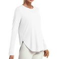 thumbnail image 2 of Lixiuxyad Women's UPF 50+ Shirts Long Sleeve Workout Sun Shirt Outdoor Gym Hiking Tops Lightweight Trendy Flowy,White S, 2 of 7