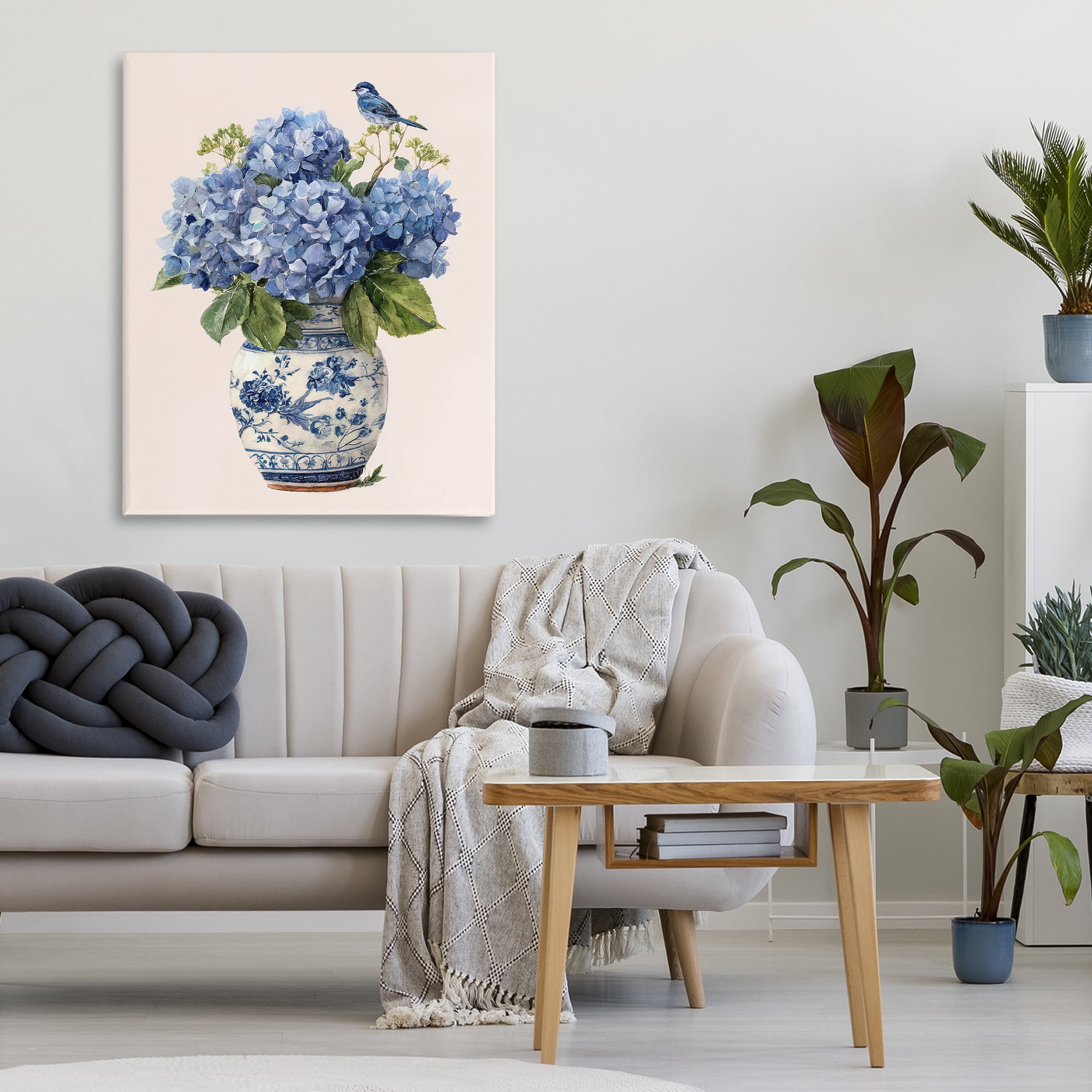 Stupell Industries Songbird Perched on Hydrangeas Canvas Wall Art, design by Imagine It Images