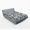 thumbnail image 2 of Ambesonne Abstract Fitted Sheet, Zigzags on Grunge Strokes, King Size, Dark Teal Cadet Blue, 2 of 5