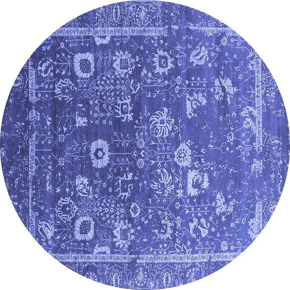 Ahgly Company Indoor Round Oriental Blue Industrial Area Rugs, 6' Round