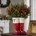Table Number Red Christmas Santa Boots Planter, Resin Red Santa Boot Vase with ...