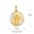 thumbnail image 3 of 14K Tri Color Solid Gold Diamond Cut Our Lady of Guadalupe Stamp Charm Pendant with 1.1mm Wheat Chain Necklace - 24", 3 of 4