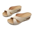 thumbnail image 6 of DIVVce Crisscross Cutout Wedge Slide Sandals For Women Open Toe Slip On Comfort Stitched Casual Footwear, 6 of 7