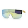 thumbnail image 4 of Polarized Rimless Oversized Shield Flat Top High Temple Plastic Sport Sunglasses White Gold - Yellow Mirror, 4 of 8